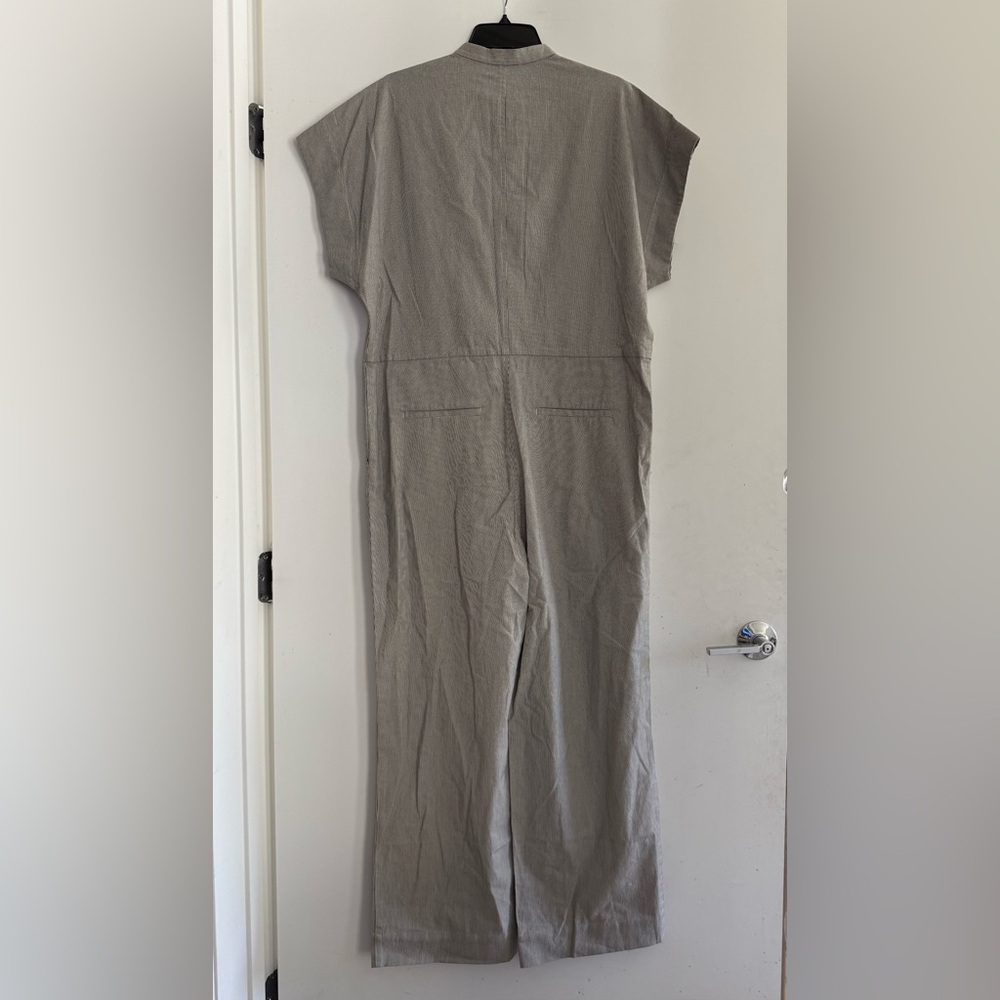 Everlane Easy Workwear Utility Striped Organic Cotton Jumpsuit Size L - Picture 3 of 5